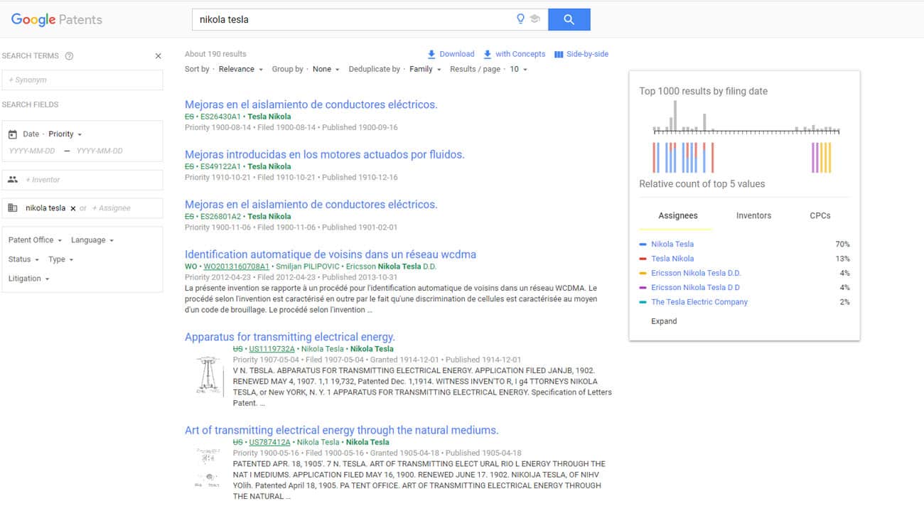 Google Patents advanced search