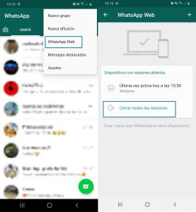 Cerrar todas las sesiones de WhatsApp Web