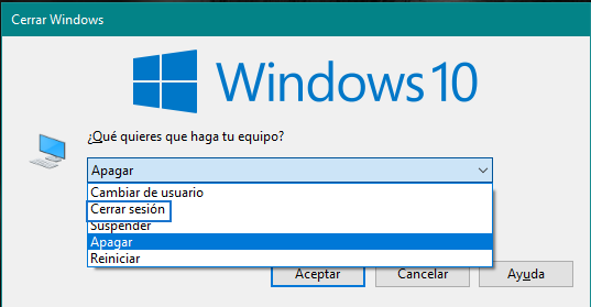 Cerrar sesión en Windows 10 con combinación de teclas